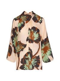 Women\'s Micaela Drum Beats Floral Silk Surplice Top - Ecru Rust Green Mint - at Saks Fifth Avenue
