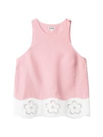 Women\'s Mika Floral Lace-Trimmed Linen Sleeveless Top - Faded Blush White - at Saks Fifth Avenue