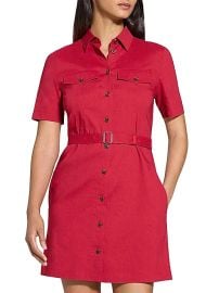 Women\'s Military Button-Front Minidress - Cherry - at Saks Fifth Avenue