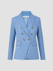 Women\'s Miller Pinstriped Double-Breasted Dickey Jacket - Blue Jay Dove - at Saks Fifth Avenue