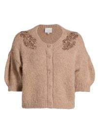 Women\'s Millicent Embellished-Shoulder Cardigan - Light Russet - at Saks Fifth Avenue
