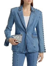 Women\'s Milly Studded Denim Jacket - Blue Haze - at Saks Fifth Avenue