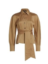 Women\'s Mina Seamed Tie-Waist Shirt - Latte - at Saks Fifth Avenue