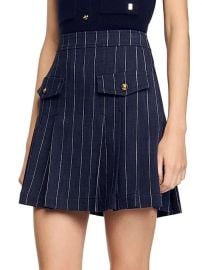 Women\'s Mini Striped Pleated Skirt - Navy Ecru - at Saks Fifth Avenue