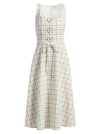 Women\'s Mira Plaid Tie-Waist Midi-Dress - White Black - at Saks Fifth Avenue