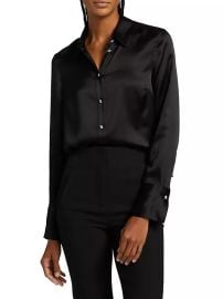 Women\'s Monique Silk-Blend Shirt - Black - at Saks Fifth Avenue