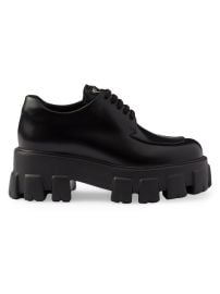 Women\'s Monolith Brushed Leather Lace-Up Shoes - Black - at Saks Fifth Avenue