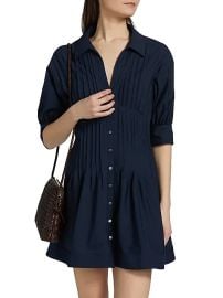 Women\'s Monty Pleated Mini-Shirtdress - Navy - at Saks Fifth Avenue