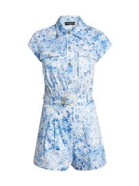 Women\\\'s Morgan Floral Poplin Romper - Zesty Floral White Blue - at Saks Fifth Avenue