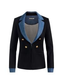 Women\'s Mya Double Breasted Blazer - Black Liana Blue - at Saks Fifth Avenue