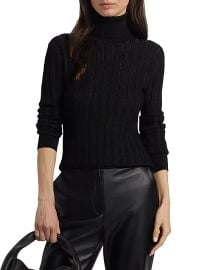 Women\'s Nancy Pointelle Turtleneck Sweater - Jet - at Saks Fifth Avenue