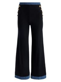 Women\'s Narin Button-Front Wide-Leg Crop Pants - Black Liana Blue - at Saks Fifth Avenue