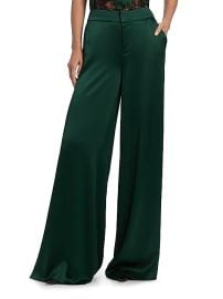 Women\'s Nessi Satin Wide-Leg Trousers - Green Mystique - at Saks Fifth Avenue