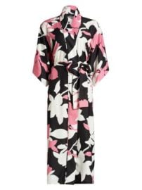 Women\'s Niwashi Satin Robe - Pink Black - at Saks Fifth Avenue