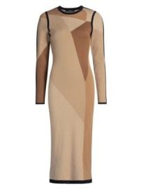 Women\\\'s Nora Colorblocked Knit Midi-Dress - Camel Ivory Multi - at Saks Fifth Avenue