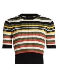 Women\'s Nyla Striped Short-Sleeve Sweater - Stripe - at Saks Fifth Avenue