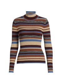 Women\'s Olene Striped Turtleneck Sweater - Stone Blue Brown Multi - at Saks Fifth Avenue