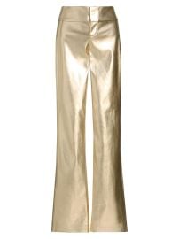Women\'s Olivia Metallic Faux-Leather Boot-Cut Pants - Gold - at Saks Fifth Avenue