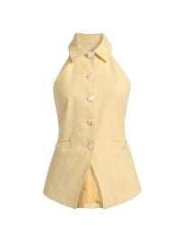 Women\'s Orlinda Linen-Blend Vest - Chamomile - at Saks Fifth Avenue