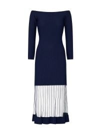 Women\'s Ots Sheer Knit Off-Shoulder Midi-Dress - Black - at Saks Fifth Avenue