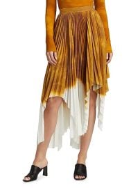 Women\'s Painted Stripe Pleated Asymmetrical Midi-Skirt - Marigold Ivory - at Saks Fifth Avenue