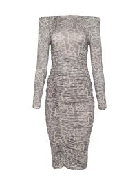 Women\'s Paityn Leopard Print Ruched Sheath Dress - Grey Multi Patch Leopard - at Saks Fifth Avenue