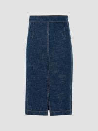 Women\'s Pencil Winter Denim Midi Skirt - Blue Denim - at Saks Fifth Avenue
