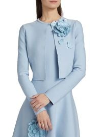 Women\'s Peony Appliqué Fitted Cardigan - Light Blue - at Saks Fifth Avenue