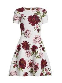 Women\'s Peony Jacquard Fit & Flare Boucle-Knit Dress - Ivory Multi - at Saks Fifth Avenue