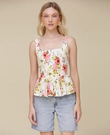 Women\'s Peplum-Hem Corset Square-Neck Top at Macys