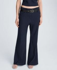 Women\'s Pinstripe Belted Flare Pants at Macys