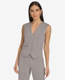 Women\'s Pinstripe Button-Front Vest at Macys