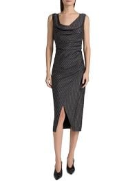 Women\'s Pinstripe Ruched Sheath Dress - Charcoal White - at Saks Fifth Avenue