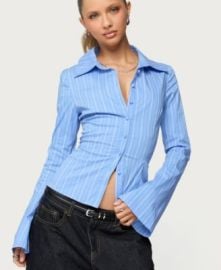 Women\'s Pinstripe Tailored Button Up Shirt at Macys