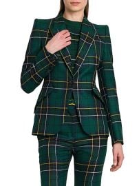 Women\'s Plaid Peak Label Wool Jacket - Navy Green Yellow - at Saks Fifth Avenue