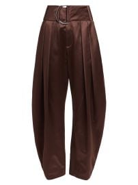 Women\'s Pleated Satin D-Ring Wide-Leg Tousers - Chestnut - at Saks Fifth Avenue