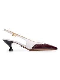 Women\'s Point-Toe Slingback Kitten Heels - Burgundy White - at Saks Fifth Avenue