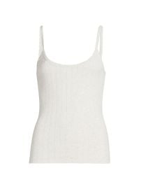 Women\'s Pointelle Classic Tank Top - Cloud Melange - at Saks Fifth Avenue