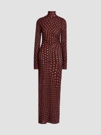 Women\'s Polka Dot Mesh Maxi Dress - Burgundy Pink - at Saks Fifth Avenue