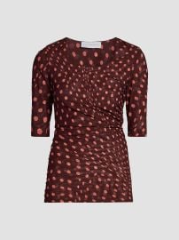 Women\'s Polka Dot Mesh Top - Burgundy Pink - at Saks Fifth Avenue