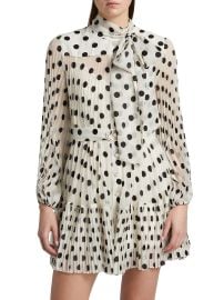 Women\'s Polka Dot Pussybow Minidress - Cream Black Dot - at Saks Fifth Avenue