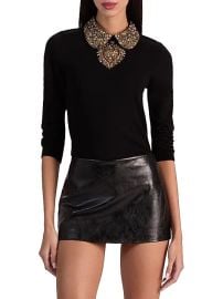 Women\'s Porla Embellished Stretch-Wool Top - Black - at Saks Fifth Avenue