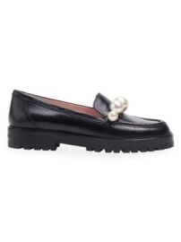 Women\'s Posh Faux-Pearl Leather Loafers - Black - at Saks Fifth Avenue