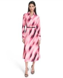 Women\'s Printed Collared Long-Sleeve Dress at Macys