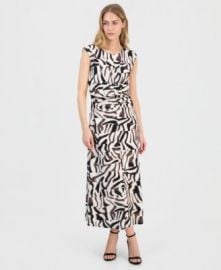 Women\'s Printed Ruched Pebble Jersey Midi Dress at Macys