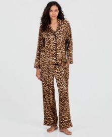 Women\'s Printed Satin Long Pajama Set, Macy\'s Exclusive at Macys