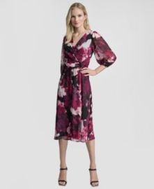 Women\'s Printed V-Neck Midi Dress at Macys