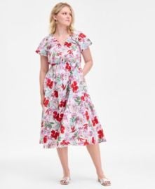 Women\'s Puff-Sleeve Midi Dress, Exclusively at Macy\'s at Macys
