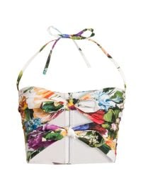 Women\'s Rafia Fiori Floral Bow Cut-Out Cropped Top - White Print Flower - at Saks Fifth Avenue