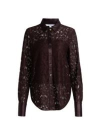 Women\'s Raissa Lace Button-Up Shirt - Aubergine - at Saks Fifth Avenue